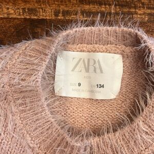 Zara girls fuzzy dusty Rose sweater